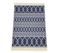 Alfombra étnica flecos antideslizante 200x150 cm - Azul/Blanco