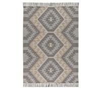 Alfombra étnica kilim con flecos en gris chandia, 120x170 cm - atticgo