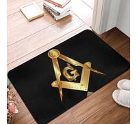 Alfombra Exterior Francmasón Dorado Francmasonería Masónica Lavable Felpudo Absorbentes Tapete Felpudo Entrada para Casa Cocina Recibidor 60X40Cm