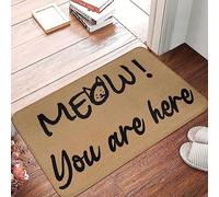 Alfombra Exterior Miau, Estás Aquí Resistente Alfombra Entrada Atrapapolvo Trampa De Tierra para Baño Balcón Pasillo 60X40Cm