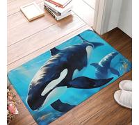 Alfombra Exterior Orcas De La Fauna Marina Duradera Felpudo De Entrada Suaves Tapete De Entrada para Dormitorio Recibidor Balcón 60X40Cm