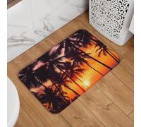 Alfombra Exterior Palmeras Y Puesta De Sol Duradera Felpudo Suaves Trampa De Tierra para Casa Oficina Jardín 60X40Cm