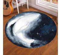 Alfombra Exterior Redonda 200 Balena Blanca Comodidad clásica Alfombras Base Antideslizante,Gran tamaño Alfombra de Dormitorio de Pelo Corto,Lavable,Plegable,para Comedor,salón