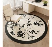 Alfombra Exterior Redonda 200 Flor Negra Comodidad clásica Alfombras Base Antideslizante,Gran tamaño Alfombra de Dormitorio de Pelo Corto,Lavable,Plegable,para Comedor,salón