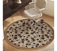 Alfombra Exterior Redonda 200 Flor Negra Comodidad clásica Alfombras Base Antideslizante,Gran tamaño Alfombra de Dormitorio de Pelo Corto,Lavable,Plegable,para Comedor,salón