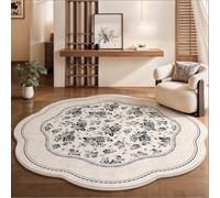 Alfombra Exterior Redonda 200 Flor Negra Comodidad clásica Alfombras Base Antideslizante,Gran tamaño Alfombra de Dormitorio de Pelo Corto,Lavable,Plegable,para Comedor,salón