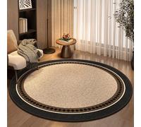 Alfombra Exterior Redonda 200 Geometría Negra Comodidad clásica Alfombras Base Antideslizante,Gran tamaño Alfombra de Dormitorio de Pelo Corto,Lavable,Plegable,para Comedor,salón