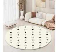 Alfombra Exterior Redonda 200 Geometría Negra Comodidad clásica Alfombras Base Antideslizante,Gran tamaño Alfombra de Dormitorio de Pelo Corto,Lavable,Plegable,para Comedor,salón