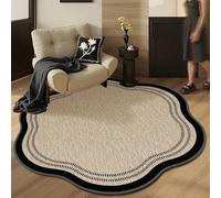 Alfombra Exterior Redonda 200 Línea Negra Comodidad clásica Alfombras Base Antideslizante,Gran tamaño Alfombra de Dormitorio de Pelo Corto,Lavable,Plegable,para Comedor,salón