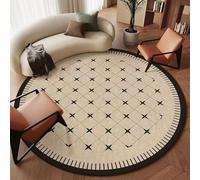 Alfombra Exterior Redonda 200 Línea Negra Comodidad clásica Alfombras Base Antideslizante,Gran tamaño Alfombra de Dormitorio de Pelo Corto,Lavable,Plegable,para Comedor,salón