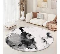 Alfombra Exterior Redonda 200 Pintura De Tinta Negra Comodidad clásica Alfombras Base Antideslizante,Gran tamaño Alfombra de Dormitorio de Pelo Corto,Lavable,Plegable,para Comedor,salón