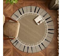 Alfombra Exterior Redonda 200 Raya Negra Comodidad clásica Alfombras Base Antideslizante,Gran tamaño Alfombra de Dormitorio de Pelo Corto,Lavable,Plegable,para Comedor,salón