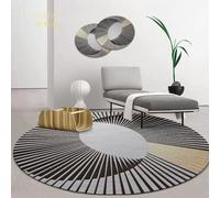 Alfombra Exterior Redonda 200 Raya Negra Comodidad clásica Alfombras Base Antideslizante,Gran tamaño Alfombra de Dormitorio de Pelo Corto,Lavable,Plegable,para Comedor,salón