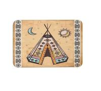 Alfombra Exterior Símbolos Tribales De Aves Nativas Americanas Lavable Felpudo Fino Trampa De Tierra para Jardín Casa Cocina 60X40Cm