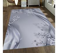Alfombra Flor Ciruelo 120x180 alfombras Grises Lavables Antideslizantes Suaves Resistente Manchas moqueta tráfico Dormitorio salón Cocina Entrada Porche alfombras Modernas Lujo Florales sucursal
