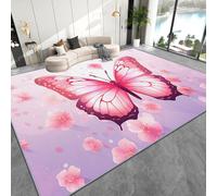 Alfombra floral de mariposa rosa de 2 x 3 pies con diseño de princesa romántica