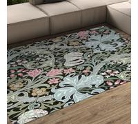 Alfombra Floral Vintage 140x200 para salón alfombras Florales Bosque Verde Jungla Dormitorio Comedor Oficina Alfombra Antideslizante Resistente Manchas Pelo bajo Entrada vestíbulo Cocina