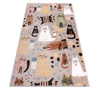 Alfombra FUN Kittens para niños gatos beige 280x370 cm