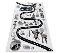 Alfombra FUN Route para niños calle animales crema 160x220 cm
