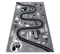 Alfombra FUN Route para niños calle animales gris 120x170 cm
