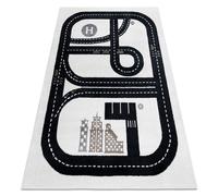 Alfombra FUN Track para niños calle pueblo crema 180x270 cm
