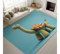 Alfombra genérica duradera efecto 3D dibujos animados suave alfombra animal alegre no pierde sus pelos tortuga verde alfombra 80 x 150 cm salón dormitorio, oficina