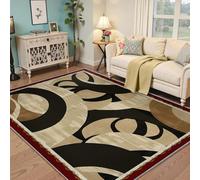 Alfombra geométrica Abstracta Alfombra Moderna en Tonos Tierra de Bloques de Color para salón Comedor Contemporáneo Decoración contemporánea de salón Antideslizante Negro de Pelo bajo 180x300cm