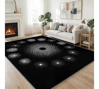 Alfombra geométrica abstracta lavable a máquina, 140 x 200 cm, antideslizante, diseño de lunares blancos, para salón, dormitorio, comedor, habitación de los niños, mesita de noche, cocina y salón
