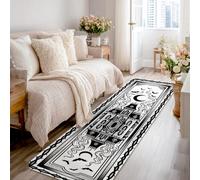Alfombra geométrica de pasillo, arquitectura abstracta moderna, surrealista, N/A, color negro, de pelo bajo, esponja, para interiores, no se desprende, para cocina, entrada, mesita de noche, puerta