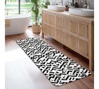Alfombra geométrica de pasillo, moderno, minimalista, con patrón de zigzag, con esquinas negras, de pelo bajo, esponjas, para interiores, no se desprenden, para cocina, entrada, mesita de noche