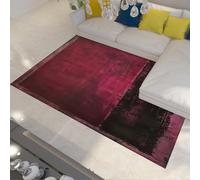 Alfombra geométrica Mediados Siglo 140x200 Alfombra Abstracta Burdeos Bloques Color Retro Alfombra Antideslizante Pelo bajo Arte contemporáneo Alfombra Lavable Interior salón Dormitorio