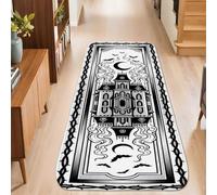 Alfombra geométrica, moderna arquitectura abstracta surrealista N/A, color negro, antideslizante, estética, rectangular, alfombra para el hogar, cocina, entrada, baño, decoración de puerta, 2 x 5 pies