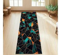 Alfombra geométrica, moderna, contemporánea, triángulos, diamantes, ninguno verde azulado, pelo bajo, estética, rectangular, alfombra para el hogar, cocina, entrada, mesita de noche, pasillo