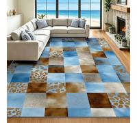 Alfombra geométrica moderna para sala de estar, comedor, dormitorio, alfombra de pelo Ras azulejos leopardo color suave antideslizante, decoración del hogar, interior moqueta (multicolor, 80 x 150 cm)
