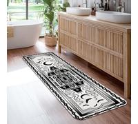 Alfombra geométrica para pasillo, arquitectura abstracta moderna, surrealista, color negro, esponjosa, suave, rectangular, resistente a las manchas, para cocina, baño, entrada, mesita de noche