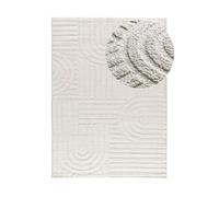 Alfombra geométrico con relieve blanco juno, 64x120 cm - atticgo