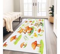 Alfombra grande lavable con diseño de hongos naranjas, estilo acuarela, alfombra suave de pelo bajo impreso, para oficina en casa, antideslizante, fácil de limpiar, decoración para sala de estar