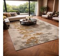 Alfombra grande para sala de estar, moderna abstracta floral, gris, amarillo, beige, 170 x 200 cm, alfombra suave para salón, familia, granja, comedor, decoración del hogar