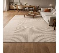 Alfombra grande para salón, moderna, geométrica, abstracta, beige y blanco, 180 x 240 cm, lavable para comedor, dormitorio, estudio, apartamento, decoración
