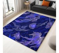 Alfombra Grande Salon Estilo Fantasía Mundo Fantasía Submarino Alfombras de área de Pelo Corto, Lavable Suave Antideslizante, Cachemira Moqueta para Dormitorio Comedor Interiores 180 x 240 cm, Azul