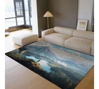 Alfombra Green Forest 90x150cm de Pelo bajo y Plegable Resistente a Manchas Lake Traveler Mountain Landscape Pattern Lounge Tapis Suelo Suave Grande acogedora para la decoración del hogar en el