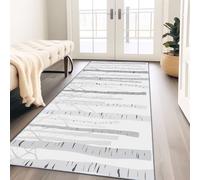 Alfombra gris lavable a máquina para sala de estar, estilo campestre a cuadros, antideslizante, grande, no desprende pelusa, alfombra estampada de pelo bajo para dormitorio, comedor y oficina en casa