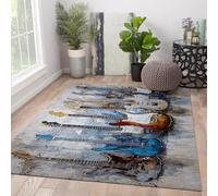 Alfombra Guitarra música Graffiti 60x120 Alfombras Antideslizantes Lavables salón Entrada lavandería Dormitorio Interior Oficina fácil cuidar moqueta Vintage desgastada Aula Estudio Baile