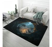 Alfombra Habitación Infantil Ilusión Visual 3D, Suave Antideslizante, Dinosaurios Mundo Submarino Vórtice Aguas Profundas Fisura Magma Alfombra para Sala de Estar, Dormitorio, 160x200 cm, Color 6