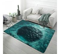 Alfombra Habitación Infantil Ilusión Visual 3D, Suave Antideslizante, Dinosaurios Mundo Submarino Vórtice Aguas Profundas Fisura Magma Alfombra para Sala de Estar, Dormitorio, 80x120 cm, Color 3