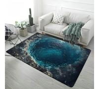 Alfombra Habitación Infantil Ilusión Visual 3D, Suave Antideslizante, Dinosaurios Mundo Submarino Vórtice Aguas Profundas Fisura Magma Alfombra para Sala de Estar, Dormitorio, 100x120 cm, Color 1