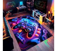 Alfombra Habitacion Juvenil Niños Alfombra Gamer Suelo 3D Neón Estrella Hip Hop Graffiti Gamepad Gamer Hombres Adolescente Alfombras Infantil Videojuego Alfombrilla Antideslizante (Navy,80x120cm)