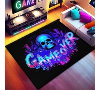 Alfombra Habitacion Juvenil Niños Alfombra Gamer Suelo 3D Neón Estrella Hip Hop Graffiti Gamepad Gamer Hombres Adolescente Alfombras Infantil Videojuego Alfombrilla Antideslizante (Grey,140x200cm)