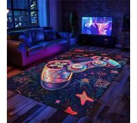 Alfombra Habitacion Juvenil Niños Alfombra Gamer Suelo 3D Neón Estrella Hip Hop Graffiti Gamepad Gamer Hombres Adolescente Alfombras Infantil Videojuego Alfombrilla Antideslizante (Pink,80x160cm)