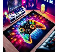 Alfombra Habitacion Juvenil Niños Alfombra Gamer Suelo 3D Neón Estrella Hip Hop Graffiti Gamepad Gamer Hombres Adolescente Alfombras Infantil Videojuego Alfombrilla Antideslizante (Blue,120x160cm)